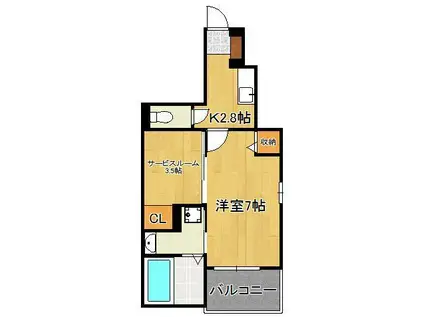 アンブラッセ Ⅱ(1SK/1階)の間取り写真