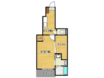 オーブアビタシオン(1SK/1階)の間取り写真