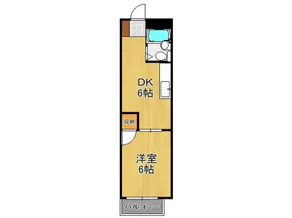 オリエンタル香春口(1DK/3階)の間取り写真
