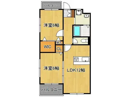 エルティアラ上富野(2LDK/5階)の間取り写真