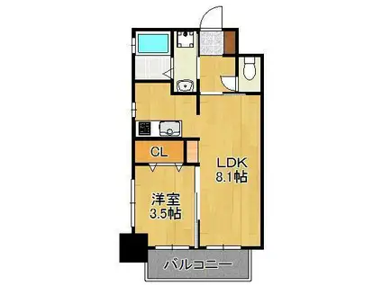 SALICE柳町(1LDK/4階)の間取り写真