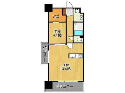 アルティザ小倉(1LDK/14階)の間取り写真