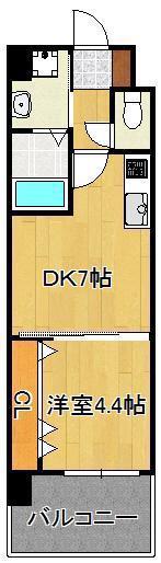 アルティザ小倉(1DK/3階)の間取り写真