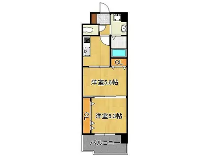 アルティザ小倉(2K/4階)の間取り写真