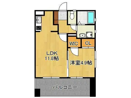 門司ポロニア弐番館(1LDK/4階)の間取り写真