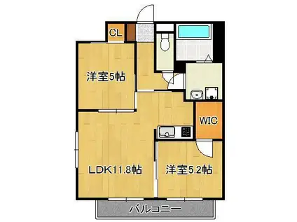 門司ポロニア弐番館(2LDK/6階)の間取り写真