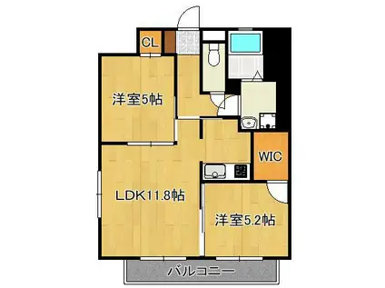 門司ポロニア弐番館(2LDK/7階)の間取り写真