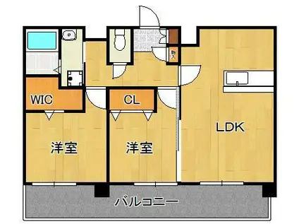 フェリシエ京町(2LDK/8階)の間取り写真