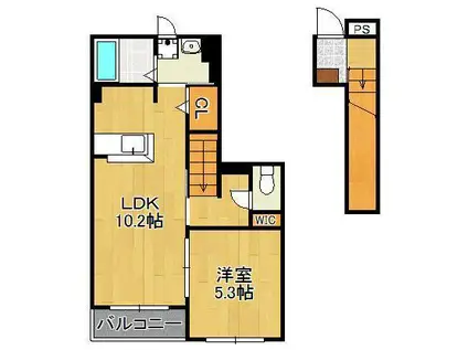 ルミナス(1LDK/2階)の間取り写真