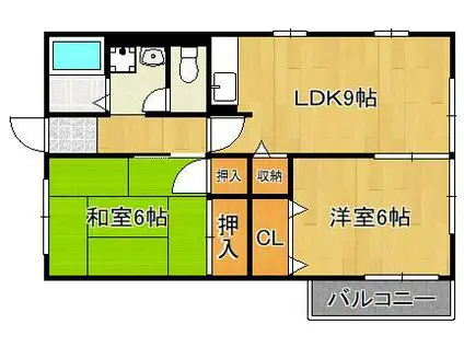 赤坂レトア(2DK/2階)の間取り写真