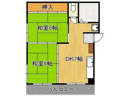 横山ハイツ(2DK/3階)の間取り写真