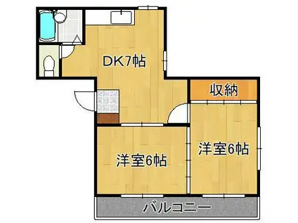 横山ハイツ(2DK/3階)の間取り写真