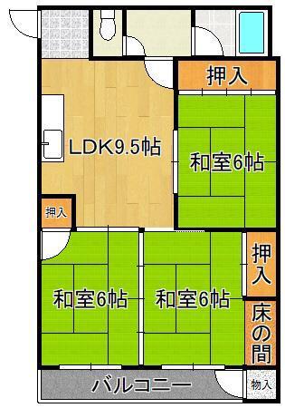 ディアライフ赤坂(3DK/1階)の間取り写真