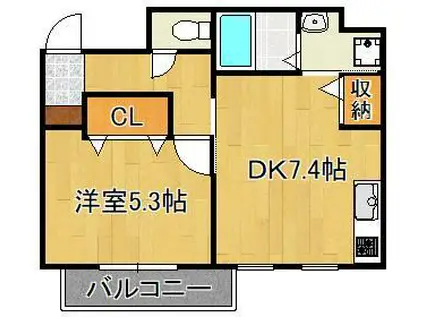 アーバンハイム福本(1DK/3階)の間取り写真