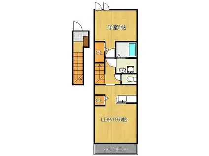 フレッシュリーB(1LDK/2階)の間取り写真