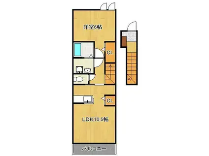 フレッシュリーB(1LDK/2階)の間取り写真