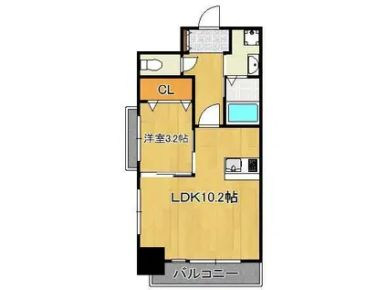 アンレーヴ門司駅前(1LDK/10階)の間取り写真