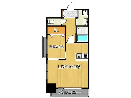 アンレーヴ門司駅前(1LDK/11階)の間取り写真