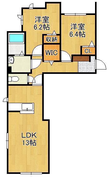 フレシール柳町(2LDK/1階)の間取り写真