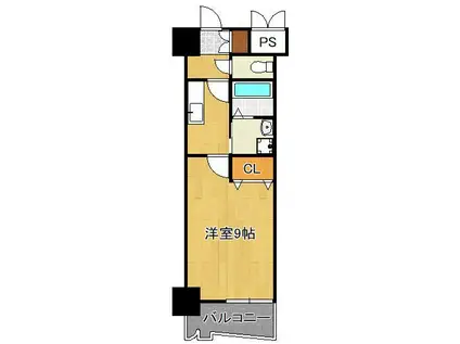 ロイヤルノースナイン(1K/14階)の間取り写真