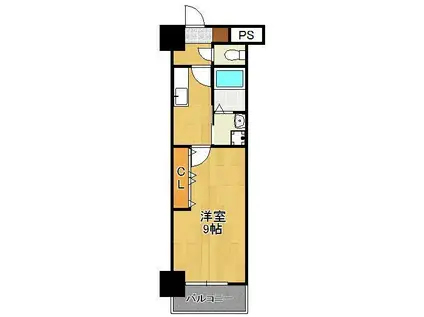 ロイヤルノースナイン(1K/17階)の間取り写真