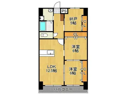 ロイヤルノースナイン(3LDK/6階)の間取り写真