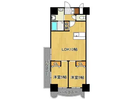 ロイヤルノースナイン(2LDK/7階)の間取り写真