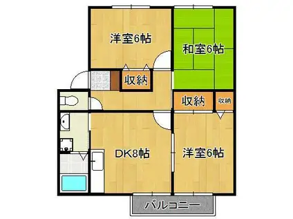 ウィンディア赤坂A棟(3DK/1階)の間取り写真