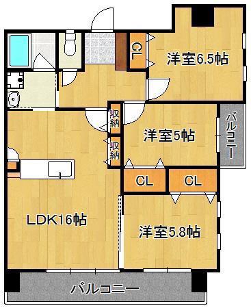 KSK門司コアプレイス(3LDK/7階)の間取り写真