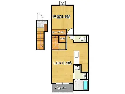 ポルタコスタA棟(1LDK/2階)の間取り写真