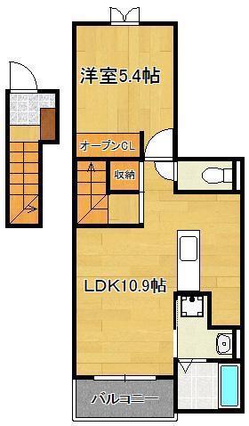 ポルタコスタA棟(1LDK/2階)の間取り写真