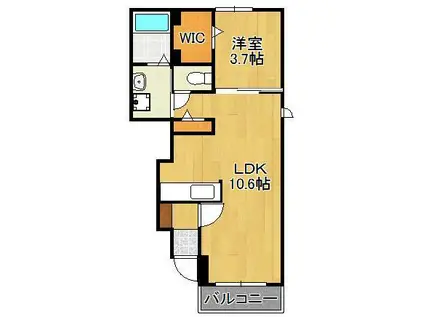 スウィートメモリー(1LDK/1階)の間取り写真