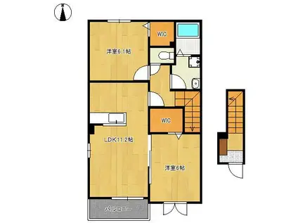 ラ・フィオラA(2LDK/2階)の間取り写真