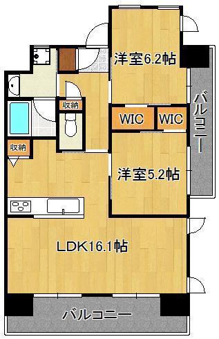 ベレッツァ門司(2LDK/6階)の間取り写真