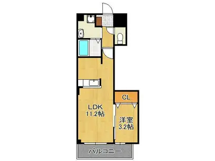 グレイスヒル(1LDK/3階)の間取り写真