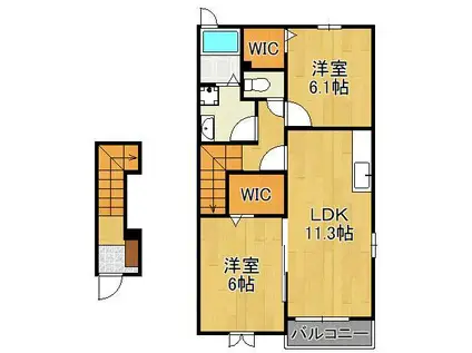 フレシール小倉東Y(2LDK/2階)の間取り写真