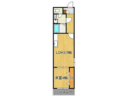 グラシアス三萩野(1LDK/1階)の間取り写真