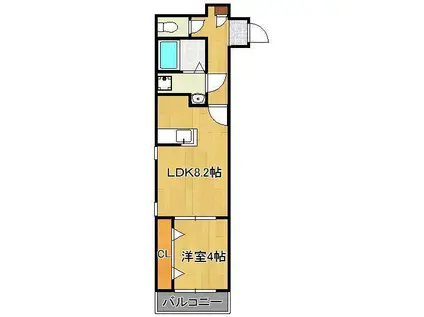 グラシアス三萩野(1LDK/2階)の間取り写真