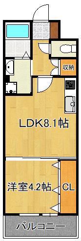 ギャラクシーヴィーラブライト(1LDK/11階)の間取り写真