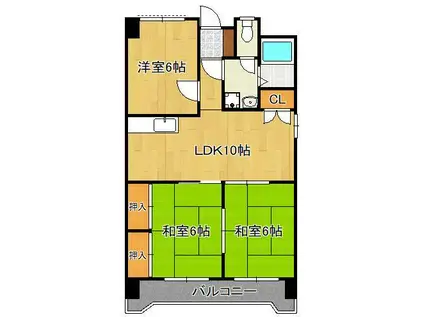 第三泰平ビル(3LDK/7階)の間取り写真