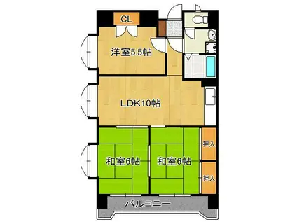 第三泰平ビル(3LDK/4階)の間取り写真