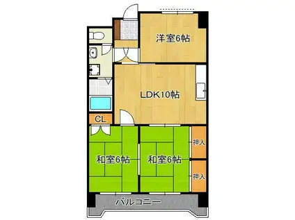 第三泰平ビル(3LDK/6階)の間取り写真