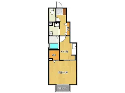 プランドール B棟(1K/1階)の間取り写真