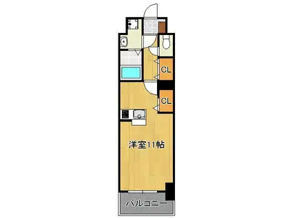 エヴァーグリーンQ(ワンルーム/2階)の間取り写真