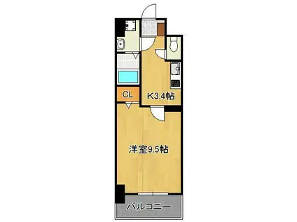 エヴァーグリーンQ(1K/3階)の間取り写真