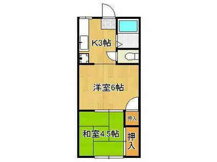 ハイツ富野(2K/2階)の間取り写真