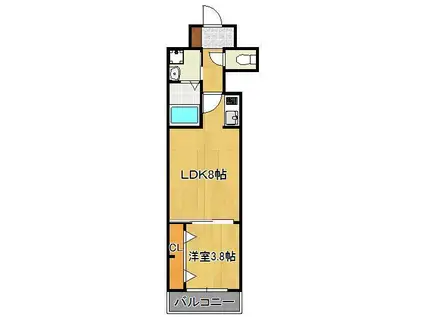 サンクレシア原町別院(1LDK/4階)の間取り写真