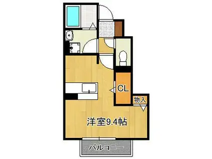 プランドール A棟(ワンルーム/1階)の間取り写真