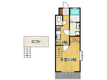 メゾンアレックスワン城野(1K/1階)の間取り写真