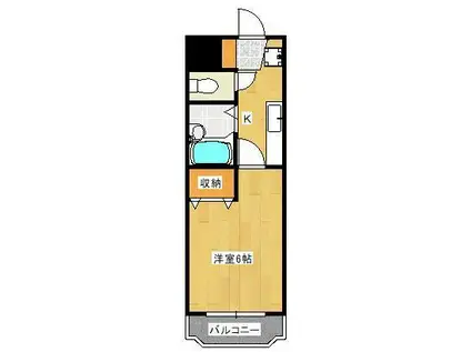 シャトレ戸の上Ⅱ(1K/4階)の間取り写真